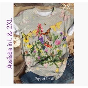 MissLook Plus Size Butterfly Shift T-Shirt, 2XL